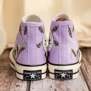 Custom Converse Embroidery Flowers, Wedding Converse Embroidered Floral, Bridal Sneakers Embroidered Flowers, Anniversary Gifts for Her