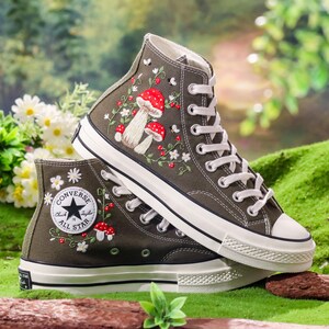 Custom Converse Chuck Taylor Mushrooms Embroidered Converse Shoes, Mushrooms Embroidered Sneakers Custom, Embroidered Mushrooms Converse