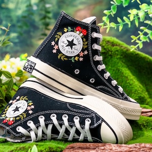 Embroidered Converse Mushroom, Sunflower, Converse Embroidery Mushroom, Custom Shoes Embroidered Floral and Mushrooms Sneakers, Gift for Her