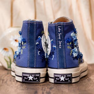 Blue Converse Chuck Taylor 1970s: Custom Floral Embroidered Bridal Sneakers