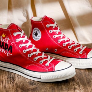 Custom Embroidered Converse , Red Converse Embroidered Flag, Italian Flag Embroidered Shoes, Flag Embroidered Snealer, Citizenship Gifts