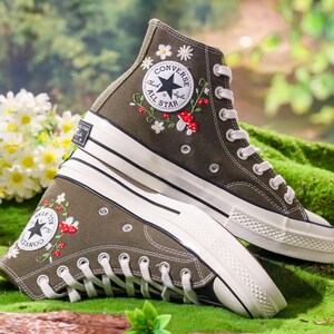 Custom Converse Chuck Taylor Mushrooms Embroidered Converse Shoes, Mushrooms Embroidered Sneakers Custom, Embroidered Mushrooms Converse