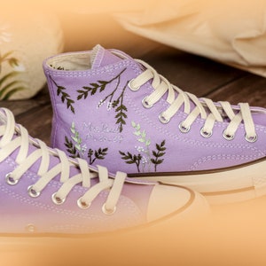 Custom Converse Embroidery Flowers, Wedding Converse Embroidered Floral, Bridal Sneakers Embroidered Flowers, Anniversary Gifts for Her