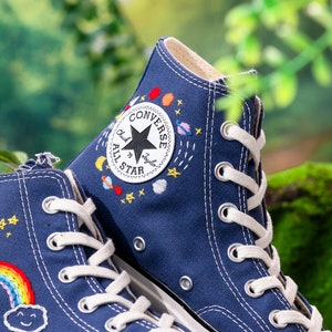 Converse Embroidery Shoes, Rainbow Embroidered Converse High Tops, Sky,  Star Embroidered Shoes,  Rainbow Embroidered Sneakers, Gift for Her