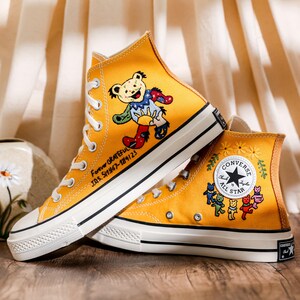 Custom Embroidered Bearbrick Converse Shoes, Converse Embroidery Bearbrick, Custom Cute Bear Embroidered Sneakers, Perfect Gift Idea