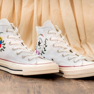 Venezuela Flag Embroidered Sneakers, Custom Converse Venezuelan Pride Gift