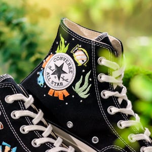 Embroidered Converse Ocean, Octopus Embroidered Shoes Custom, Converse Embroidery Turtle and Octopus, Ocean Embroidered Sneaker, Diver Gifts