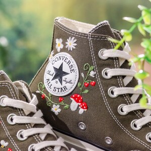 Custom Converse Chuck Taylor Mushrooms Embroidered Converse Shoes, Mushrooms Embroidered Sneakers Custom, Embroidered Mushrooms Converse