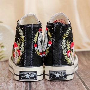 Custom Embroidered Converse Chuck Taylor 1970s, Mushrooms Embroidered Sneakers Custom, Mushrooms Embroidered Converse Shoes, Gifts for Her