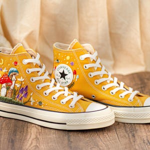 Custom Converse Chuck Taylor Mushrooms Embroidered Converse Shoes, Mushrooms Embroidered Converse Custom, Mushrooms Embroidered Sneaker