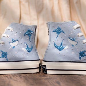 Ray Embroidered Converse Chuck Taylor 1970s: Custom Ocean Embroidery Shoes