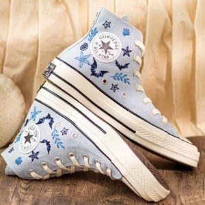 Custom Embroidered Converse Chuck Taylor, Sperm Whale Ocean Sneakers, Divers Gift, Beach Lovers Shoes, Coral Reefs