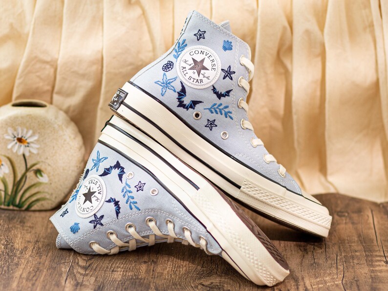 Custom Embroidered Converse Chuck Taylor, Sperm Whale Ocean Sneakers, Divers Gift, Beach Lovers Shoes, Coral Reefs