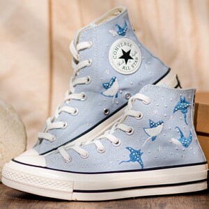 Ray Embroidered Converse Chuck Taylor 1970s: Custom Ocean Embroidery Shoes