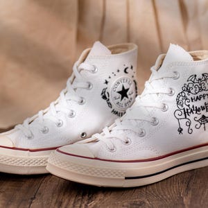 Converse Embroidered Dancing Skeleton 90s Vintage Style Shoes, Retro Skeleton Sneakers, Skull Funny Embroidery Shoes