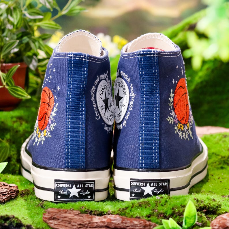 Custom Embroidered Converse, Basketball Embroidered Shoes, Converse Embroidery Sport, Basketball Player Gifts, Anniversary Gifts