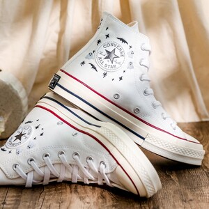 Embroidered Converse High Tops, Ghost Embroidered Shoes Custom, Halloween Embroidered Sneakers, Converse Embroidery Ghost, Halloween Gifts
