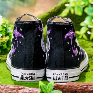 Embroidered Converse High Tops, Manta Ray Converse, Custom Shoes Embroidery Ocean, Embroidered Converse with Manta Rays, Unique Gifts