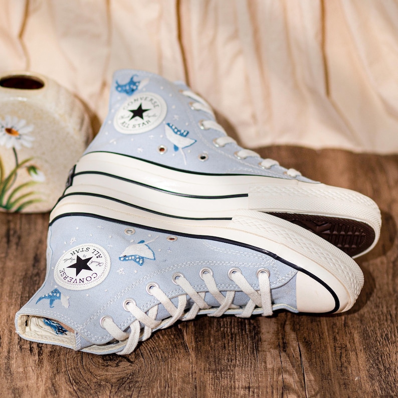 Ray Embroidered Converse Chuck Taylor 1970s: Custom Ocean Embroidery Shoes