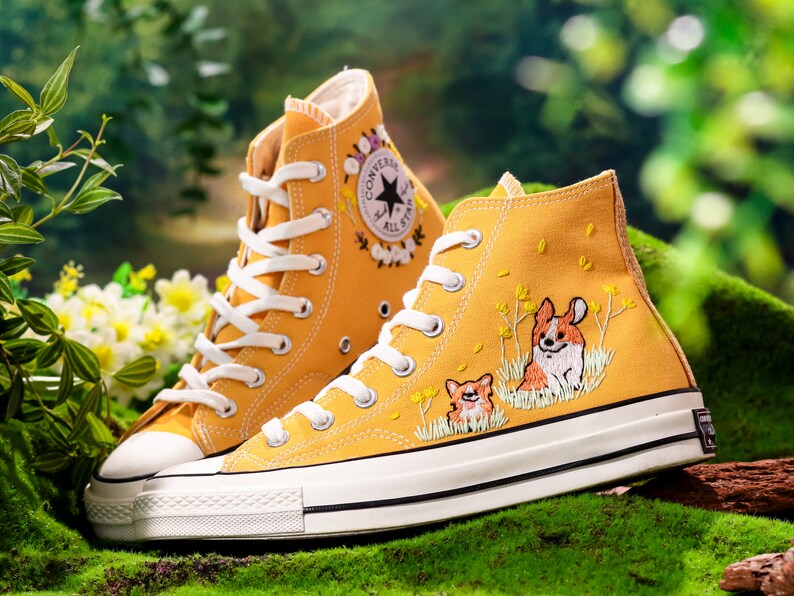 Custom Embroidered Shoes, Dog Embroidered Converse Custom, Pet Embroidered Sneaker, Cugi Embroidery Shoes, Pet Gift, Puppy Embroidered Shoes