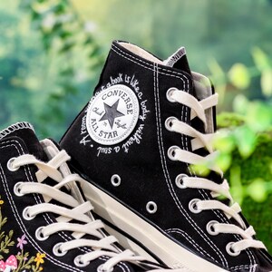 Hand-Embroidered Book & Mushroom Floral Converse,Book Embroidered Converse Shoes, Flower Embroidered Sneaker,Magical Graduation Gift for Her