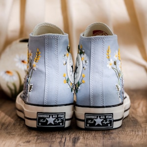 Embroidered Converse, Embroidered Floral, Custom Converse High Top,  Converse Embroidered With Colorful Flower Garden, Personalized Gifts