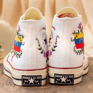 Venezuela Flag Embroidered Sneakers, Custom Converse Venezuelan Pride Gift