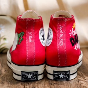 Custom Embroidered Converse , Red Converse Embroidered Flag, Italian Flag Embroidered Shoes, Flag Embroidered Snealer, Citizenship Gifts