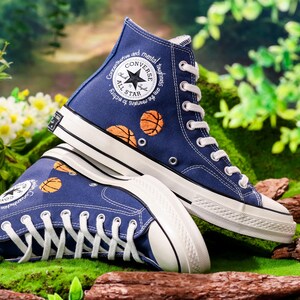 Custom Embroidered Converse, Basketball Embroidered Shoes, Converse Embroidery Sport, Basketball Player Gifts, Anniversary Gifts