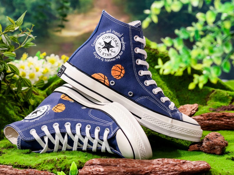 Custom Embroidered Converse, Basketball Embroidered Shoes, Converse Embroidery Sport, Basketball Player Gifts, Anniversary Gifts
