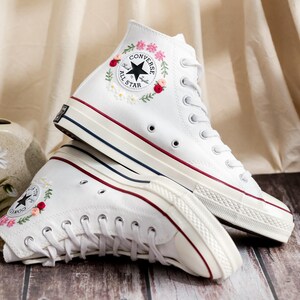 Cat Embroidered Converse, Flower Cat Embroidered Converse, Embroidered Converse Custom Pet, Cat Embroidered Sneakers, Birthday Gift