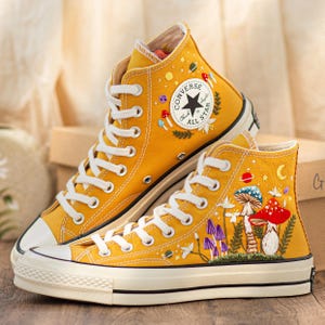 Custom Converse Chuck Taylor Mushrooms Embroidered Converse Shoes, Mushrooms Embroidered Converse Custom, Mushrooms Embroidered Sneaker