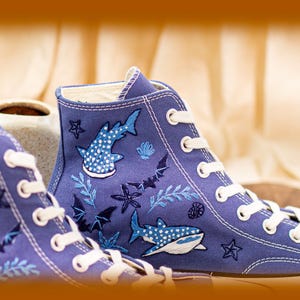 Custom Hammerhead Whale Embroidered Converse Sneakers: Orca Sea Life Shoes