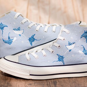 Ray Embroidered Converse Chuck Taylor 1970s: Custom Ocean Embroidery Shoes