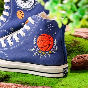 Custom Embroidered Converse, Basketball Embroidered Shoes, Converse Embroidery Sport, Basketball Player Gifts, Anniversary Gifts
