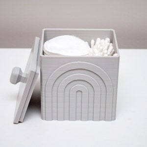 Boho Cotton Swab Jar with Lid Rainbow Arch Decor Cotton Balls Swabs Modern Minimalist Vanity Container Bathroom Accessories Boho