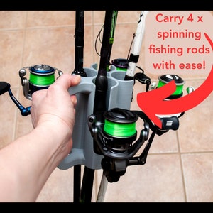 4 Fishing Rod Holder Spinning Reel Pole Storage Dad Fishing Gift for Him Fathers Day Creative Useful Men Gone Garage Organizer 3d printed
