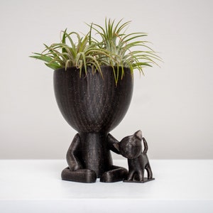 Crazy Cat Person People Planter Gift for a Cat Lover 3&quot; 4&quot; or 5&quot; Head Width Pot Animal Planter Succulent Air Plant Holder Tabletop Robert