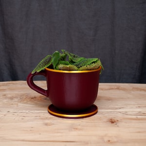 Two Tone Coffee Mug & Saucer Planter for Succulents Air Plants Latte Coffee Tea Lover Gifts Tea Cup and Saucer Lightweight Teacup Planter