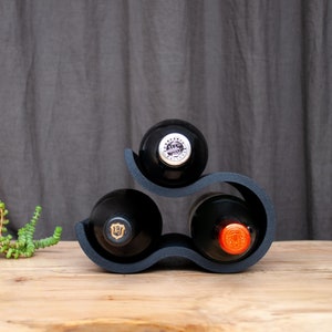 3 Bottle Wine Rack Tier Bottle Holder Stand Countertop Wine Rack Minimalist Mid Century Modern Decor Gift Party Shower Alcohol Oil Vinegar