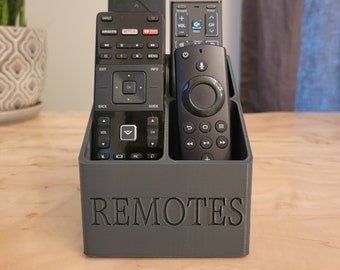 4 Pocket "Remotes" Caddy | Remote Control Holder | TV Remote Organizer | Remote Box | Gifts for Dad