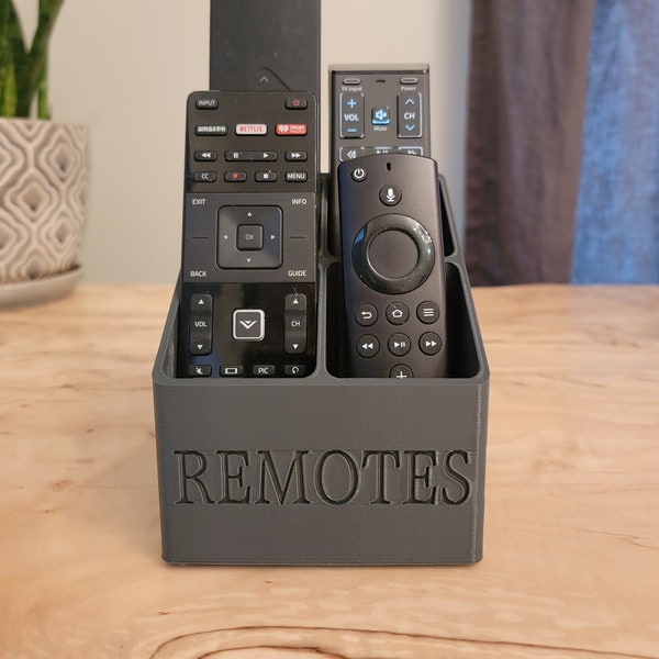 4 Pocket "Remotes" Caddy | Remote Control Holder | TV Remote Organizer | Remote Box | Gifts for Dad