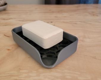 Self Draining Soap Dish | Honeycomb PLA Plastic, Easy Clean