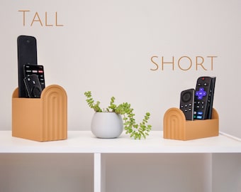 Boho Rainbow Arch Remote Control Holder: 4-Pocket Desk Organizer