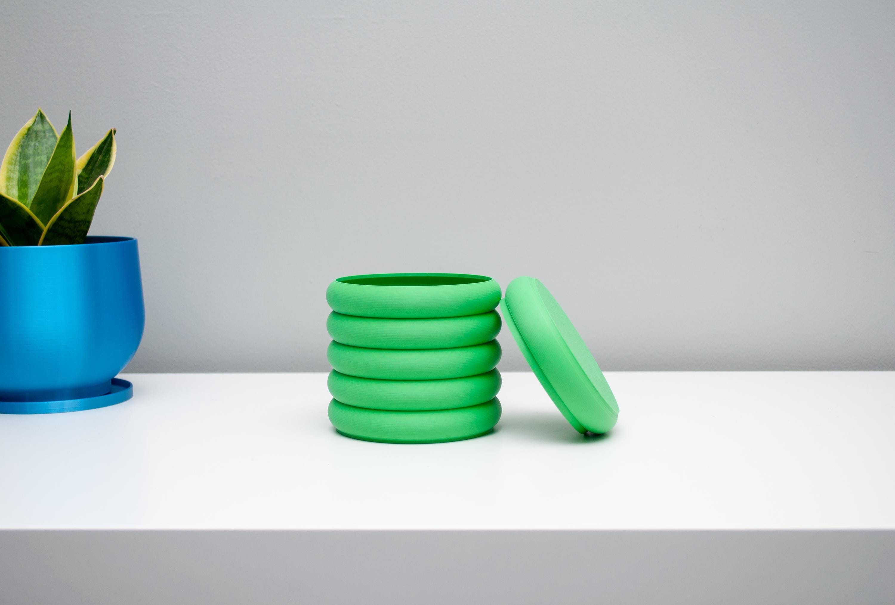 Bubble Cotton Swab Holder with Lid - Modern Vanity Storage