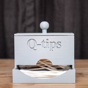 Q-Tip Dispenser with Lid | Modern | Contemporary | Minimalist | Makeup Container | Vanity Container | Bathroom Accessories