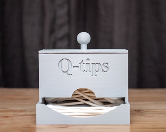 Q-Tip Dispenser with Lid | Modern | Contemporary | Minimalist | Makeup Container | Vanity Container | Bathroom Accessories