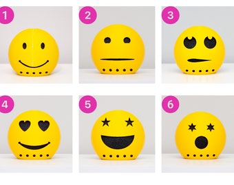 Alexa Emoji Face Echo Dot (4th/5th Gen) Holder Stand Round Happy Face Unique Desktop Cute 90s Retro Minimalist Gift Kids