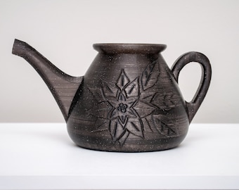 3D Printed Watering Can with Flower Detail, Small Indoor Plant Pot