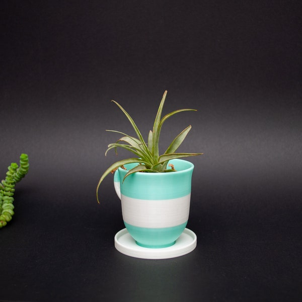 2 Colors Coffee Cup & Saucer Planter for Succulents Air Plants Tea Cup and Saucer Lightweight Teacup Planter Coffee Tea Lover Gifts